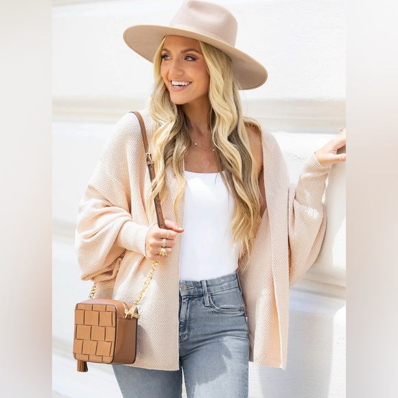 NWT Cupshe x Savannah Labrant Lantern Sleeve Cardigan - Picture 1 of 2